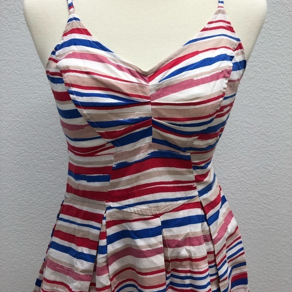 Jack BB Dakota Small Dress Red Blue Patriotic Linen - Picture 3 of 7